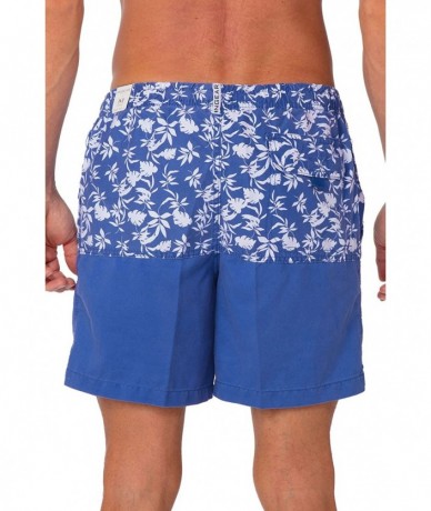 Trunks Performance Men's Quick Dry SPF50+ Swim Trunks Water Shorts Swimsuit Beach Shorts with Mesh Lining - Blue White Floral...