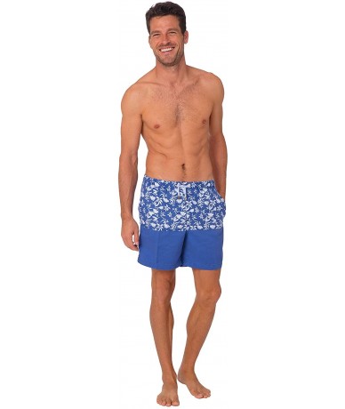 Trunks Performance Men's Quick Dry SPF50+ Swim Trunks Water Shorts Swimsuit Beach Shorts with Mesh Lining - Blue White Floral...