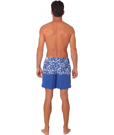 Trunks Performance Men's Quick Dry SPF50+ Swim Trunks Water Shorts Swimsuit Beach Shorts with Mesh Lining - Blue White Floral...