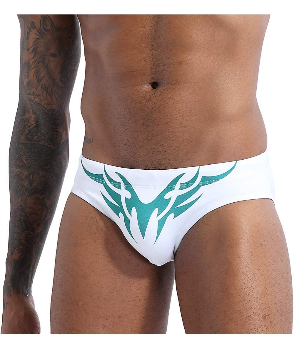 Racing Mens Sexy Swim Briefs Square Leg Swimsuit Swimwear with Pad - White - CR194UH87TA $32.19