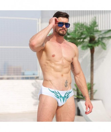 Racing Mens Sexy Swim Briefs Square Leg Swimsuit Swimwear with Pad - White - CR194UH87TA $32.19