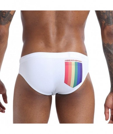 Racing Mens Sexy Swim Briefs Square Leg Swimsuit Swimwear with Pad - White - CR194UH87TA $32.19