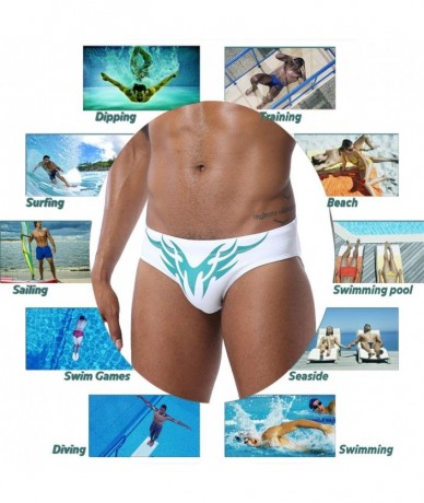 Racing Mens Sexy Swim Briefs Square Leg Swimsuit Swimwear with Pad - White - CR194UH87TA $32.19