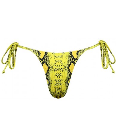 Tankinis Women's Sexy Halter Thong Bikini Bottom Micro String Tanning Bikini Bottom Swimsuit - Yellowsnake - CQ19CZUDR67 $22.75