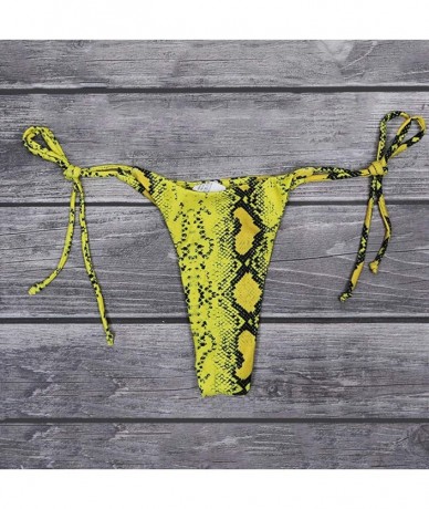 Tankinis Women's Sexy Halter Thong Bikini Bottom Micro String Tanning Bikini Bottom Swimsuit - Yellowsnake - CQ19CZUDR67 $22.75