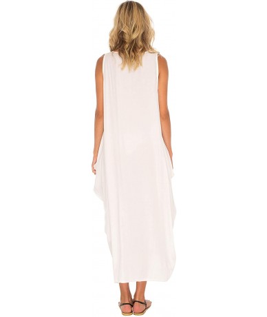 Cover-Ups Womens Loose Dress Casual Beach Cover up Tank Dress Plus Size Sundress - Family Design White - CE18NXCE982 $66.02