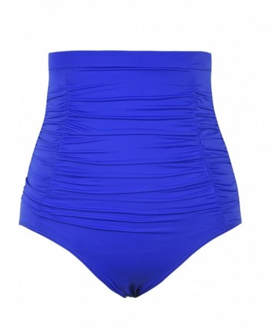 Tankinis Women's Vintage High Waisted Bikini Bottom Shirred Tankini Briefs - Royal Blue1 - CM18GG9MNLK $27.37