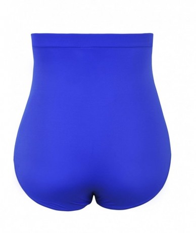 Tankinis Women's Vintage High Waisted Bikini Bottom Shirred Tankini Briefs - Royal Blue1 - CM18GG9MNLK $27.37