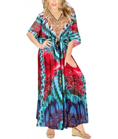 Cover-Ups Women's Maxi Caftan Lounger Casual Beach Swim Cover Ups Drawstring A - Multicolor_a822 - CF18CMW9KKM $51.01