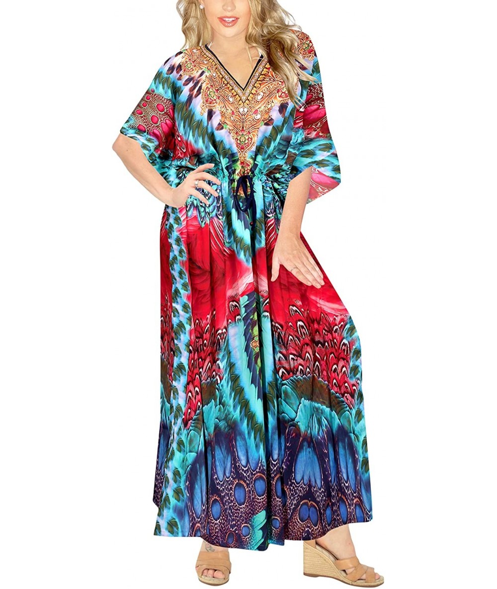 Cover-Ups Women's Maxi Caftan Lounger Casual Beach Swim Cover Ups Drawstring A - Multicolor_a822 - CF18CMW9KKM $51.01