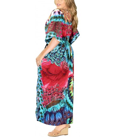 Cover-Ups Women's Maxi Caftan Lounger Casual Beach Swim Cover Ups Drawstring A - Multicolor_a822 - CF18CMW9KKM $51.01