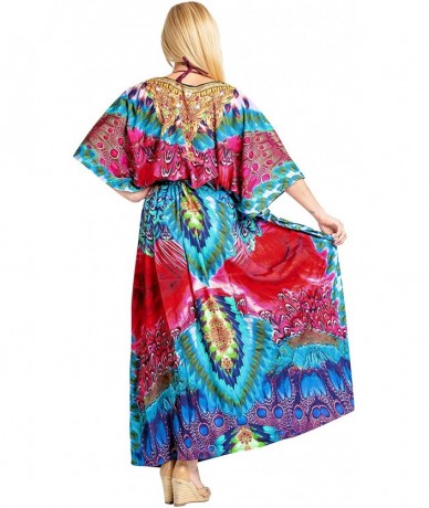 Cover-Ups Women's Maxi Caftan Lounger Casual Beach Swim Cover Ups Drawstring A - Multicolor_a822 - CF18CMW9KKM $51.01