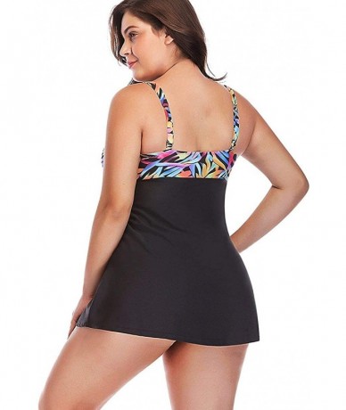 Sets Women's Plus Size Two Piece Floral Tankini Set with Boyshorts Swimsuits Swimwear - Black_3 - C118OW7093R $63.33