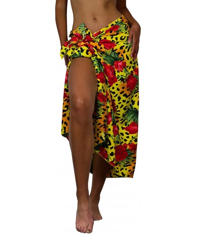 Cover-Ups Hawaiian Sarong Pareo Beach Wrap for Women Funky Casual Bikini Cover Up Very Loud Swimsuit Leopard Flowers Print - ...