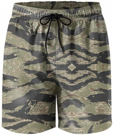 Board Shorts Men Core Slim Fit Adjustable Swimming Trunks Short-Tiger Stripe camo Style Beach Shorts - Tiger Stripe Camo - C7...