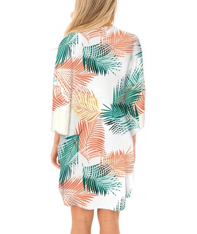 Cover-Ups Women's Cardigan-Sheer Kimono Loose Summer Floral Print Cover Ups - Type 16 - CE1937Q8IQN $29.87