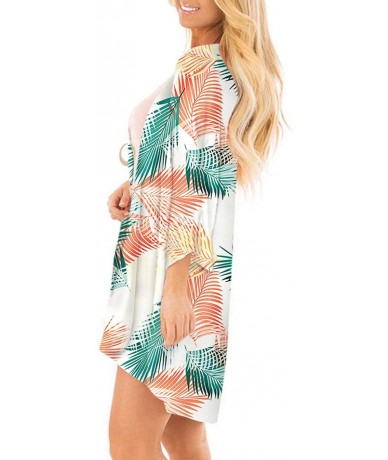 Cover-Ups Women's Cardigan-Sheer Kimono Loose Summer Floral Print Cover Ups - Type 16 - CE1937Q8IQN $29.87