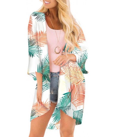 Cover-Ups Women's Cardigan-Sheer Kimono Loose Summer Floral Print Cover Ups - Type 16 - CE1937Q8IQN $29.87