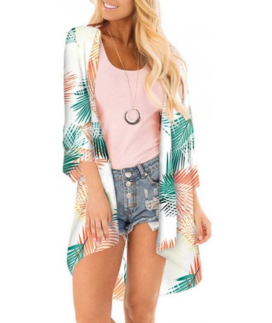 Cover-Ups Women's Cardigan-Sheer Kimono Loose Summer Floral Print Cover Ups - Type 16 - CE1937Q8IQN $29.87