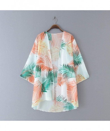 Cover-Ups Women's Cardigan-Sheer Kimono Loose Summer Floral Print Cover Ups - Type 16 - CE1937Q8IQN $29.87