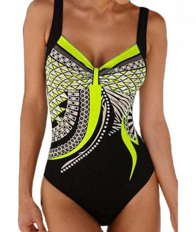 One-Pieces Women Plus Size Deep V Neck Tribal Printing One Piece Swimwear-M-2XL - 410785-7 - CV18OXN2GDR $50.66