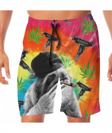 Board Shorts Extreme Comfort Swim Trunks Big & Tall Half Pants for Men Boy Fast Dry Sportwear - Sloth Gangsta Smoking Dope Ma...