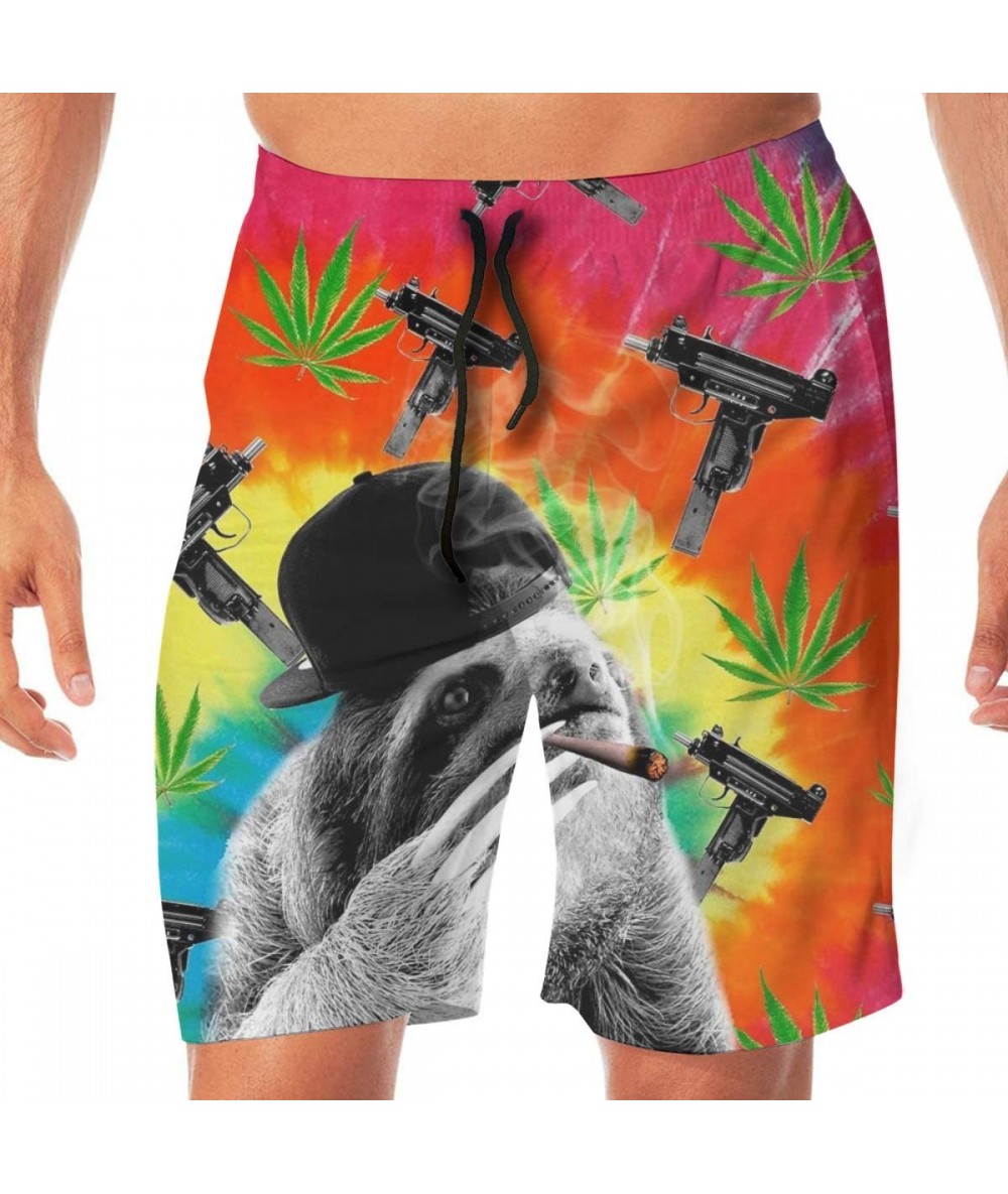 Board Shorts Extreme Comfort Swim Trunks Big & Tall Half Pants for Men Boy Fast Dry Sportwear - Sloth Gangsta Smoking Dope Ma...