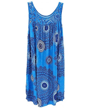 Cover-Ups Women Dress Women's Summer Dresses Womens Plus Size Midi Dress Loose Shift Sleeveless Tank Vest Sun Dress Z 2 Sky B...