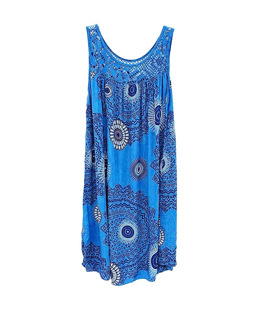 Cover-Ups Women Dress Women's Summer Dresses Womens Plus Size Midi Dress Loose Shift Sleeveless Tank Vest Sun Dress Z 2 Sky B...