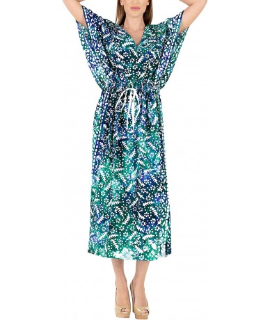 Cover-Ups Women's One Size Kaftan Loungewear Nightwear Swim Cover Ups Drawstring - Blue_x743 - CR18I05UXDL $46.83