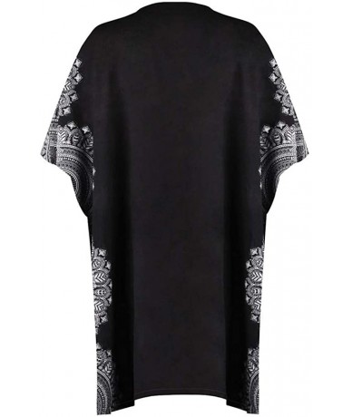 Cover-Ups Bathing Suit Cover Up for Women Printed Swimwear Casual Shawl - Black - CQ19024GNNK $41.96