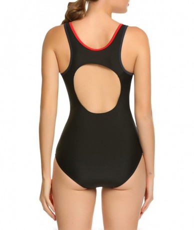 Sets Athletic One Piece Swimsuit Womens Backless Bathing Suit S-XXL - Black - CI18EIMARL3 $55.19