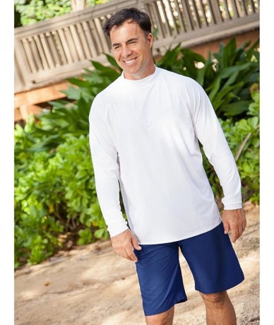 Rash Guards Men's Long Sleeve Sun & Swim Shirt with UPF 50+ - Salt Water Resistant - White - C511QVZY975 $86.33