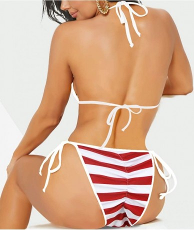 Sets 2Pcs Bikini Set Swimsuits for Women Straps Bathing Suits Halter Top Scrunch Butt Bikini Bottom - Flag - CM18T3KOHUQ $39.66