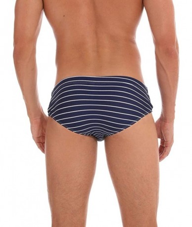 Board Shorts Fashion Summer Swimsuits Men Breathable Beach Shorts Swim Trunks Quick Dry Striped Beachwear Swimwear - Blue - C...