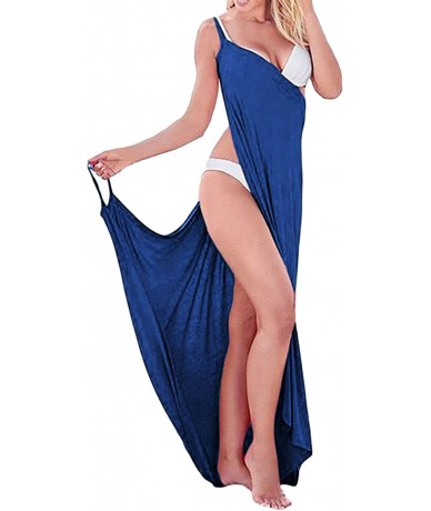 Cover-Ups Women's Sexy Greek Goddess Spaghetti Strap Sarong Swimwear Swimsuit Cover Up Beach Dresses - Cobalt Blue - CD19DEE7...