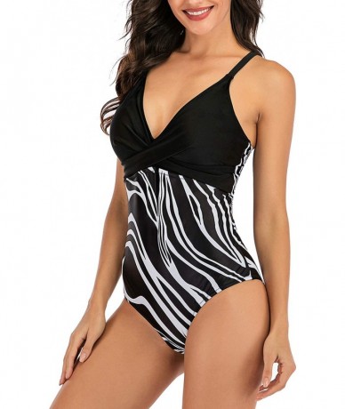 Racing One Pieces Swimsuits V Neck Athletic Training Bathing Suits for Women - Black - C319465GNIC $37.17