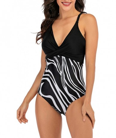 Racing One Pieces Swimsuits V Neck Athletic Training Bathing Suits for Women - Black - C319465GNIC $37.17