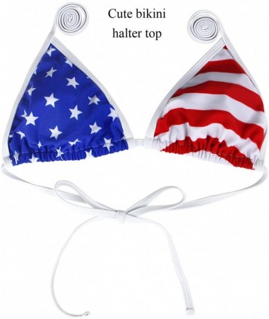 Sets 2Pcs Bikini Set Swimsuits for Women Straps Bathing Suits Halter Top Scrunch Butt Bikini Bottom - Flag - CM18T3KOHUQ $39.66