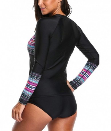 Rash Guards Women's Long Sleeve Rashguard UPF 50+ Rash Guard Swim Shirt Swimsuit Top - Black - C918597T62M $47.29