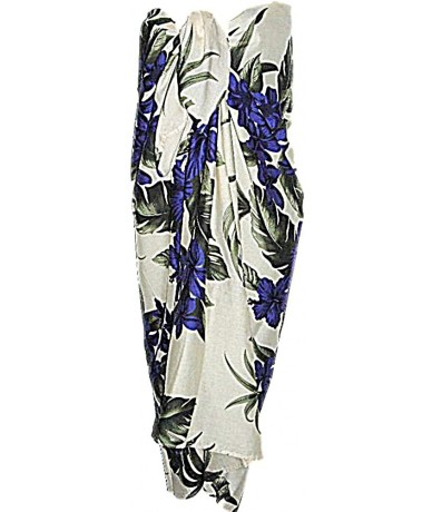 Cover-Ups Hawaiian Tropical Sarong Beach Pareo Cover UP - Cream/Purple - CK11JY3BTER $36.81