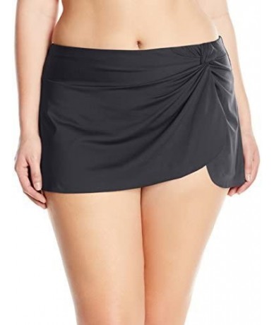 Tankinis Women's Plus-Size Sarong Skirted Bikini Swim Bottom - Black 2 - C112N2JKBYH $44.76