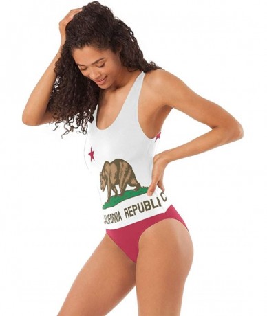 One-Pieces Womens Swimsuits Elephant Flamingo Lion Art One Piece Tankini Girls Monokini - Flag of California - C418SHEIE50 $4...