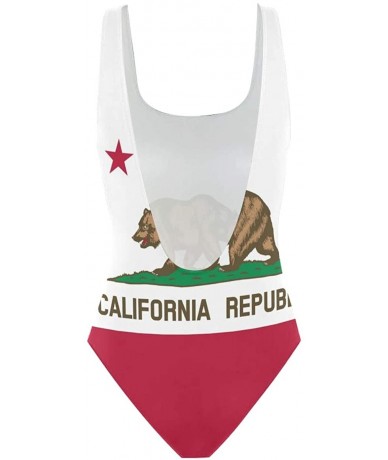 One-Pieces Womens Swimsuits Elephant Flamingo Lion Art One Piece Tankini Girls Monokini - Flag of California - C418SHEIE50 $4...