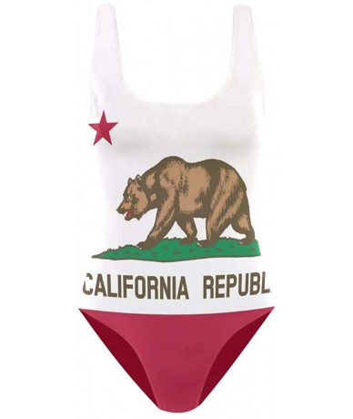 One-Pieces Womens Swimsuits Elephant Flamingo Lion Art One Piece Tankini Girls Monokini - Flag of California - C418SHEIE50 $4...