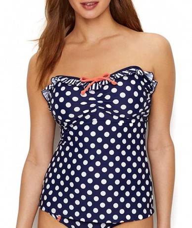 Tops Sea Breeze Spot Underwire Bandini Top - Navy / Coral - C418LGZI3CQ $85.33