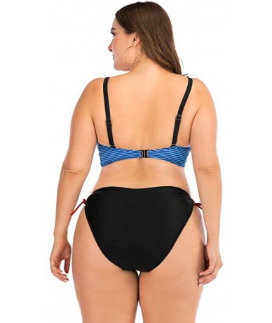 Tops Plus Size Womens High-Waisted Bikini Set Two Pieces Beach Swimwear Bathing Suit Swimsuits - 05 Blue - C0194E2MRZO $27.89