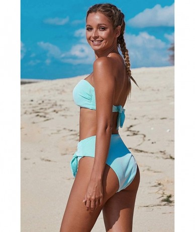 Sets Swimsuits for Women- Bathing Suits Bikini Set Beach Swimwear Two Pieces Strapless - Mint - C51902MEM8Q $61.45