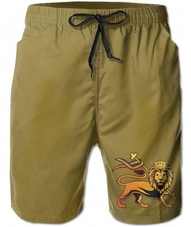 Board Shorts Rasta Lion Judah Drawstring Swim Trunks Quick-Drying Swim Shorts for Men - Rasta Lion Judah-6 - CE18I8H47DA $44.76