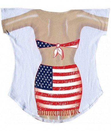 Cover-Ups Women's Flag Sarong Swimsuit Cover-Up - White - CZ17AYYED49 $55.64